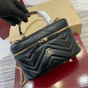Black GG Leather Crossbody Bag